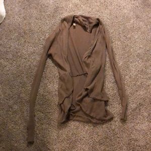 Tan cardigan with ruffle in the back